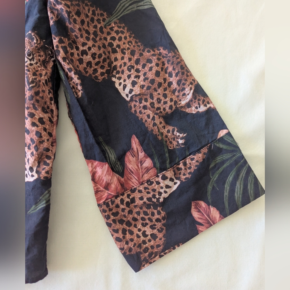 Desmond & Dempsey Pajamas Soleia Leopard Multi Shirt And Pants In Navy - Picture 9 of 16